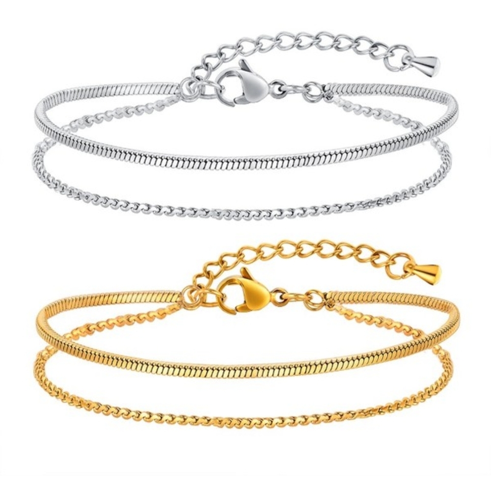 18k Stainless Steel Tarnish Free Layered Bracelet